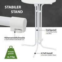 10x Stehtisch klappbar Ø 70 cm Höhe 110 cm Stahl Gastrotisch Partytisch Bistrotisch in Weiß