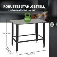 Schweißtisch mit Lochplatte Stahl 91,5 x 61 x 80 cm Tragkraft 200 kg Arbeitstisch in Mattschwarz