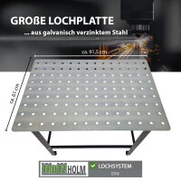 Schweißtisch mit Lochplatte Stahl 91,5 x 61 x 80 cm Tragkraft 200 kg Arbeitstisch in Mattschwarz