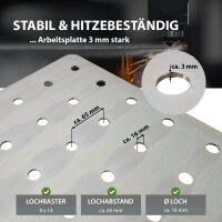 Schweißtisch mit Lochplatte Stahl 91,5 x 61 x 80 cm Tragkraft 200 kg Arbeitstisch in Mattschwarz