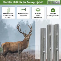 Z-Profil Zaunpfosten 230 cm feuerverzinkt 10x Zaunpfähle 1,5 mm Stärke gestanzte Haken Forstprofil