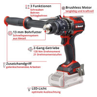 Einhell Akku-Schlagbohrschrauber TP-CD 18/120 Li-i BL - Solo mit LED Licht Power X-Change
