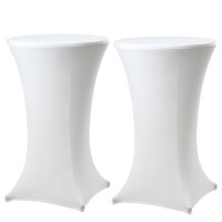 2x Stehtischhusse Stretch 70 cm weiß Tischdecke Husse Bistrotisch Partytisch