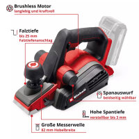 Einhell Akku-Hobel TP-PL 18/3 Li BL - Solo Power X-Change Elektrohobel kabellos