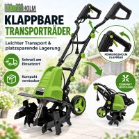 Motorhacke 24 Hackmesser 45 cm breit 22 cm tief 1500W Bodenhacke Transporträder klappbar Tragegriff