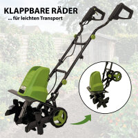 Motorhacke 24 Hackmesser 45cm breit 22 cm tief 1500W Bodenhacke Transporträder  klappbar Tragegriff