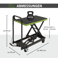Scherenhubwagen hydraulisch 225 kg Tragkraft Hubbereich 23-72,5 cm 4 Rollen rutschfeste Plattform