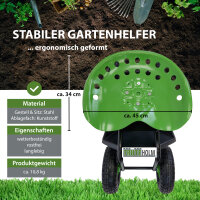 Gartenscooter mit Ablage Stahl 150 kg Sitzhöhe 44-52 cm Sitz 360° drehbar Lufträder in Schwarz-grün