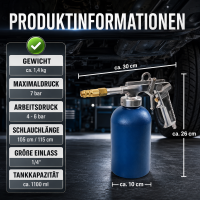 Druckbecherpistol zur Hohlraumversiegelung inkl. Schläuche Hakendüse Runddüse