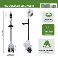 Akku Bodenhacke 20V/2.0Ah mit Akku und Ladegerät 19 cm Arbeitsbreite 24 Klingen 15,5 cm Arbeitstiefe Motorhacke