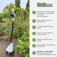 Akku Bodenhacke 20V/2.0Ah mit Akku und Ladegerät 19 cm Arbeitsbreite 24 Klingen 15,5 cm Arbeitstiefe Motorhacke