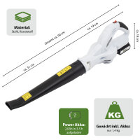 Akku-Laubbläser 20V mit 2000mAh 240km/h Akku & Ladegerät – kabellos, leicht, kraftvoll für Garten & Terrasse