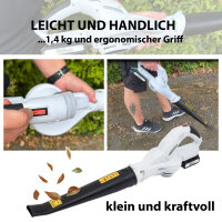 Akku-Laubbläser 20V mit 2000mAh 240km/h Akku & Ladegerät – kabellos, leicht, kraftvoll für Garten & Terrasse