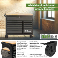 Werkstattwagen Star XL unbestückt 103 x 112 cm Stahl schwarz/grau 12 Schubladen Hartholzplatte