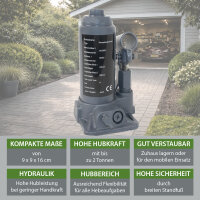 Hydraulischer Stempelwagenheber 2 t Last 158 mm - 308 mm Hubhöhe