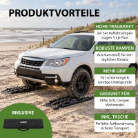 2x Anfahrhilfe 106x31x6 cm bis 5 t Sandboards Traktionshilfe Bergeboards Offroad inkl. Tasche