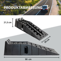 2x Auffahrrampe mit Überfahrstopper 5t Tragkraft 90x30x21,5 cm Kunststoff Auffahrkeil stapelbar