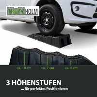 2x Auffahrkeile Wohnmobil 3,5t 60x21x12 cm Kunststoff Ausgleichskeil PKW 3 Stufen Keil mit Tasche