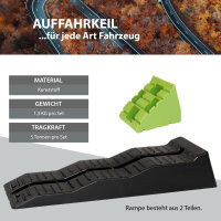 2 x Auffahrkeil mit extra Blocker 5 T 56 x 20 x 13 cm Kunststoff Stufenkeil 3 Stufen Ausgleichskeil