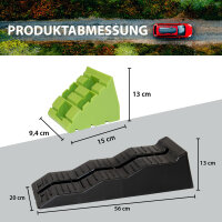 2 x Auffahrkeil mit extra Blocker 5 T 56 x 20 x 13 cm Kunststoff Stufenkeil 3 Stufen Ausgleichskeil