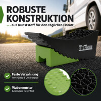 2x Auffahrkeil 2-teilig bis 13,5 t Höhenausgleichsrampe für PKW, SUV, Wohnmobil mit Unterlegmatte