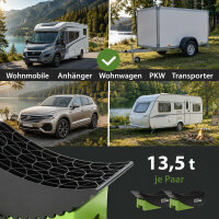 2x Auffahrkeil 2-teilig bis 13,5 t Höhenausgleichsrampe für PKW, SUV, Wohnmobil mit Unterlegmatte