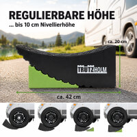 2x Auffahrkeil 2-teilig bis 13,5 t Höhenausgleichsrampe für PKW, SUV, Wohnmobil mit Unterlegmatte