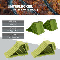 4x Unterlegkeil mit Griff Kunststoff 21x8x10cm 3 t Tragkraft Bremskeil für PKW Anhänger Wohnmobil