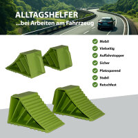4x Unterlegkeil mit Griff Kunststoff 21x8x10cm 3 t Tragkraft Bremskeil für PKW Anhänger Wohnmobil