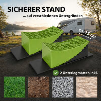 2x Auffahrkeil 2-teilig bis 13,5 t Höhenausgleichsrampe für PKW SUV Wohnmobil mit Unterlegmatte