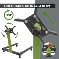 Motorständer Stahl Tragkraft 550 kg 360° Montagekopf 4 Räder Motorhalter Montageständer mobil grün