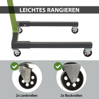 Motorständer Stahl Tragkraft 550 kg 360° Montagekopf 4 Räder Motorhalter Montageständer mobil grün