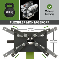 Motorständer Stahl Tragkraft 900 kg 360° Montagekopf 6 Räder Motorhalter Montageständer mobil grün