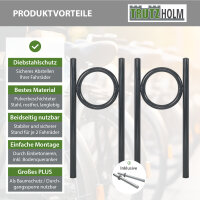 2x Fahrradanlehnbügel 115 x 52 cm Stahl feuerverzinkt pulverbeschichtet Ø 60 mm einbetonieren Anthrazit Typ O