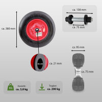 2x Schubkarrenrad Ersatzrad Vollgummi 4.80/4.00-8 mit Achse Stahlfelge