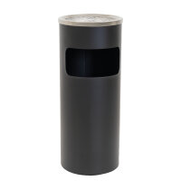 Abfalleimer mit Aschenbecher 30 L Schwarz Metall...