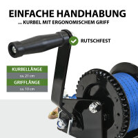 Gurtwinde 540 kg Gurtlänge 10 m Gurtbreite 5 cm mit Lasthaken Sperrhebel Handkurbel ergonomisch