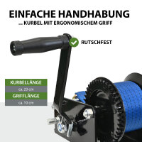 Gurtwinde 1360 kg Gurtlänge 10 m Gurtbreite 5 cm mit Lasthaken Sperrhebel Handkurbel ergonomisch