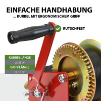 Gurtwinde 1600 kg Gurtlänge 10 m Gurtbreite 5 cm mit Lasthaken Sperrhebel Handkurbel ergonomisch
