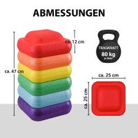 Balancesteine für Kinder 6-tlg. Trittsteine stapelbar & farbenfroh für Motorik Gleichgewicht & Spiel