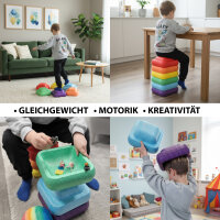 Balancesteine für Kinder 6-tlg. Trittsteine stapelbar & farbenfroh für Motorik Gleichgewicht & Spiel