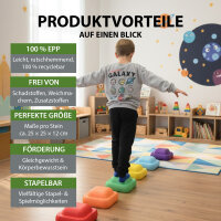 Balancesteine für Kinder 6-tlg. Trittsteine stapelbar & farbenfroh für Motorik Gleichgewicht & Spiel