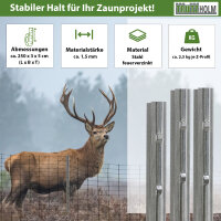 Z-Profil Zaunpfosten 250 cm feuerverzinkt 10x Zaunpfähle inkl. Haken 1,5 mm Stärke Forstprofil