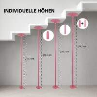 Pole Dance Tanzstange Pink Profi 231 - 274 cm Ø 45 mm Tabledance Static & Spinning ohne Bohren