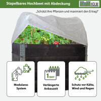 Hochbeet mit Abdeckung 5-teilig Palettenrahmen 120x80x80cm aus Holz stapelbar Garten Balkon