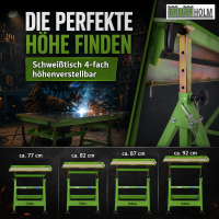 2x Schweißtisch 4-fach höhenverstellbar Stahl Neigung bis 90° mobiler Schweißwagen klappbar
