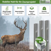 Z-Profil Zaunpfosten 230 cm feuerverzinkt 20x Zaunpfähle 1,5 mm Stärke gestanzte Haken Forstprofil