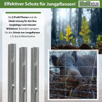Z-Profil Zaunpfosten 230 cm feuerverzinkt 20x Zaunpfähle 1,5 mm Stärke gestanzte Haken Forstprofil