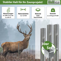 Z-Profil Zaunpfosten 230 cm feuerverzinkt 30x Zaunpfähle 1,5 mm Stärke gestanzte Haken Forstprofil