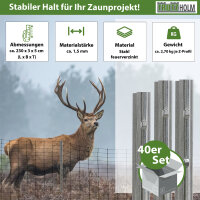 Z-Profil Zaunpfosten 230 cm feuerverzinkt 40x Zaunpfähle 1,5 mm Stärke gestanzte Haken Forstprofil